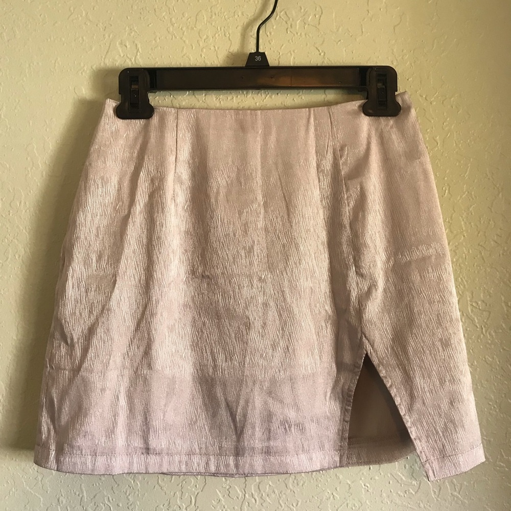 Silver skirt with a slit